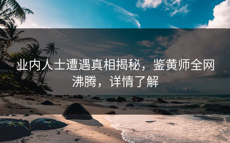 业内人士遭遇真相揭秘，鉴黄师全网沸腾，详情了解