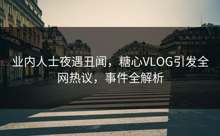 业内人士夜遇丑闻，糖心VLOG引发全网热议，事件全解析