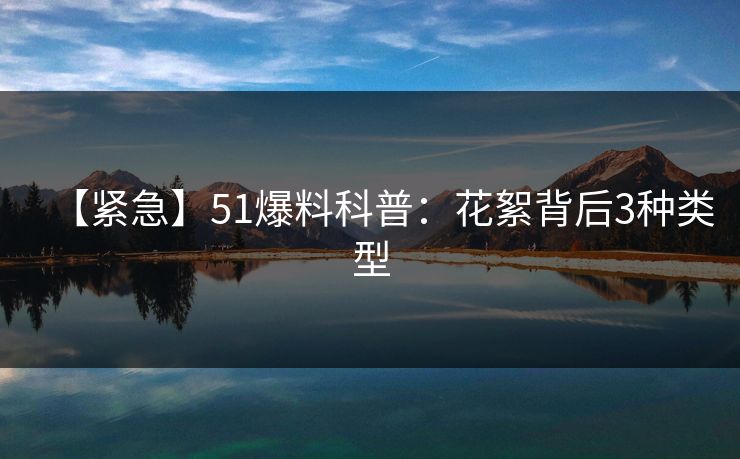 【紧急】51爆料科普：花絮背后3种类型