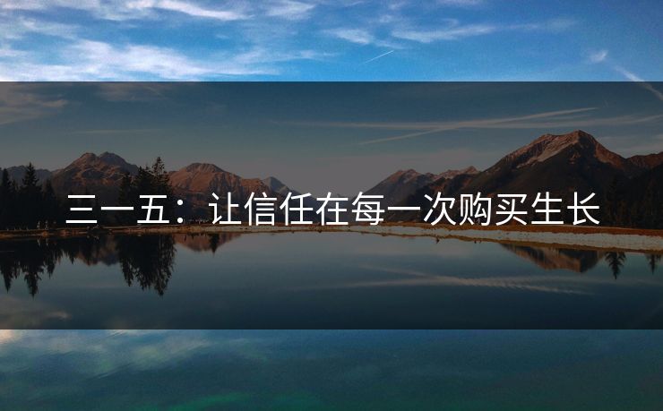 三一五：让信任在每一次购买生长