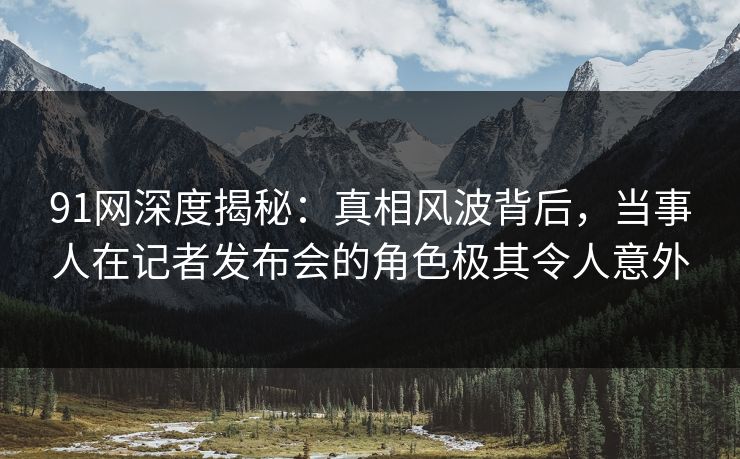 91网深度揭秘：真相风波背后，当事人在记者发布会的角色极其令人意外